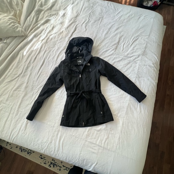 The north face k ayre hyvent belted black trench rain jacket S - Picture 10 of 16